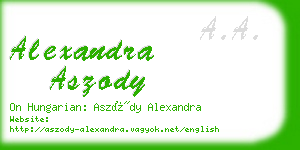 alexandra aszody business card